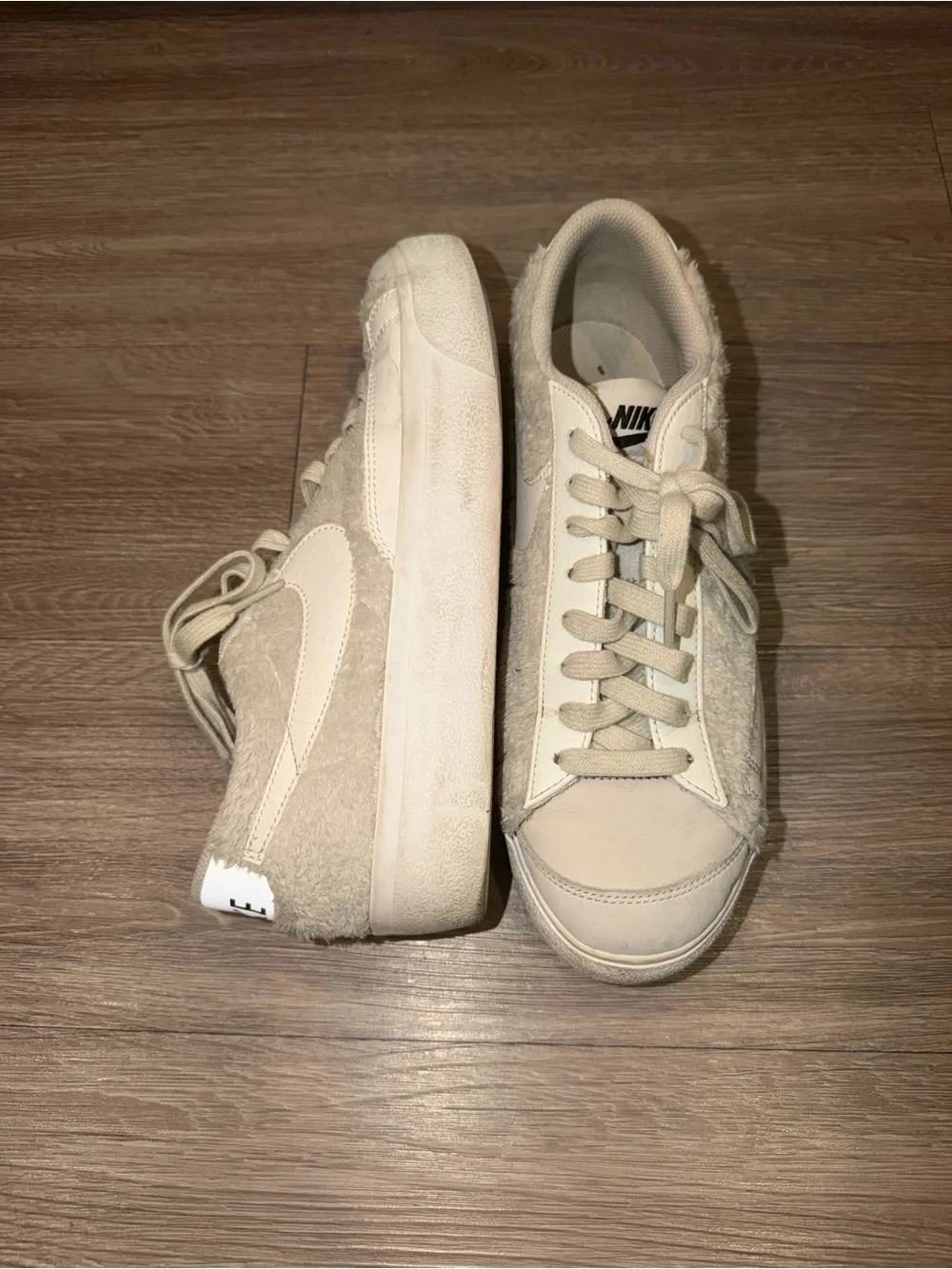 Nike Women’s Off-White Fuzzy Low-Top Sneakers